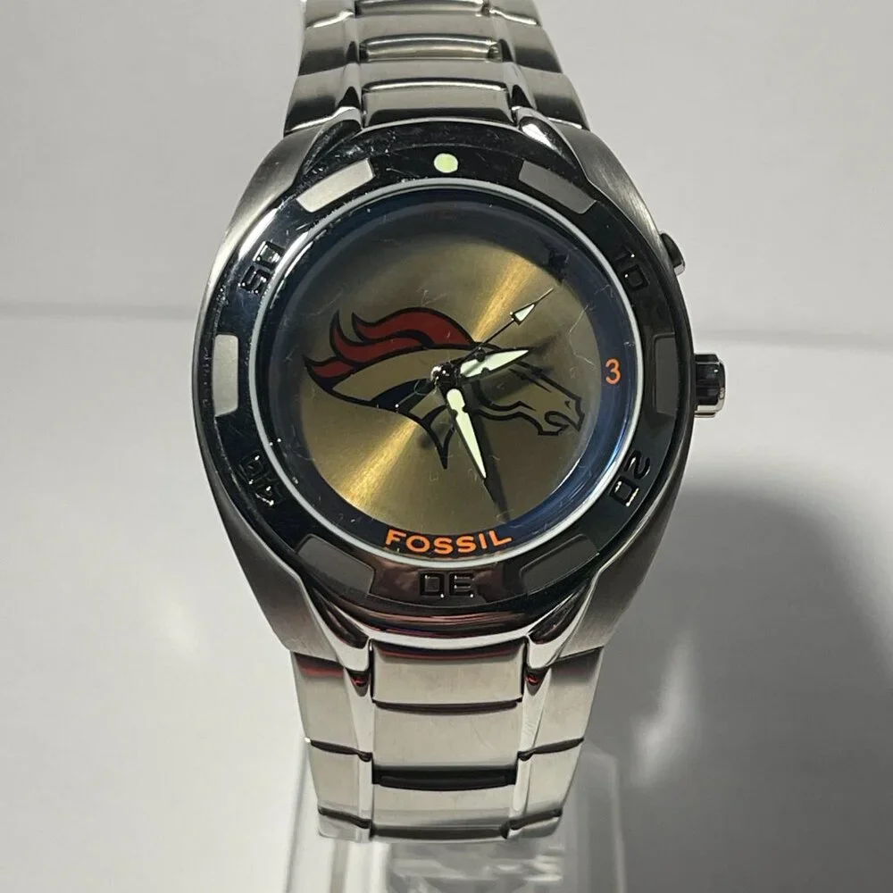 Denver Broncos NFL Stainless-Steel Kaleido Watch by Fossil NEW (RARE)